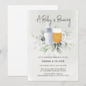 Invitation Un bébé brasse du Baby shower Garçon de verdure (Devant / Derrière)