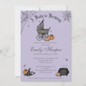 Invitation Un bébé brasse du Baby shower pourpre (Devant)