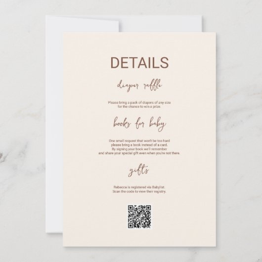 Invitation Un bébé brasse du café Baby shower QR Code (Dos)