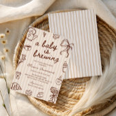 Invitation Un bébé brasse du café Baby shower tiré à la main