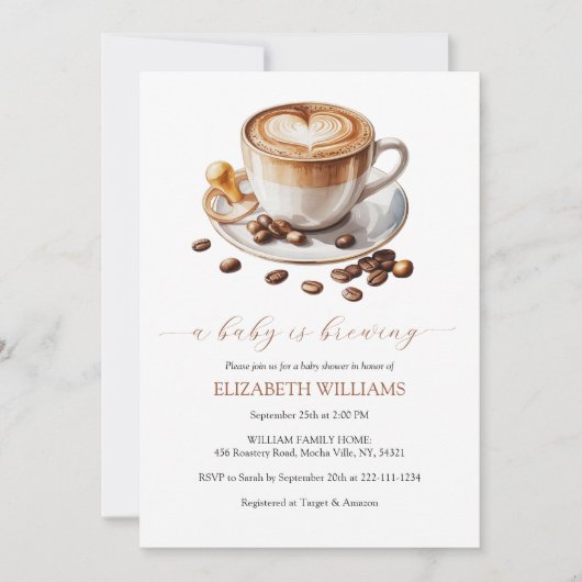 Invitation Un bébé brasse du café et du Baby shower au lait (Devant)