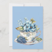 Invitation Un bébé brasse du thé à Baby shower bleu fleur (Dos)