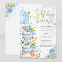 Un bébé brasse du thé Baby shower Roses bleus