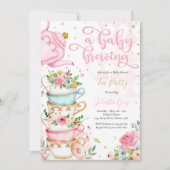 Invitation Un Bébé brasse Du Thé Baby shower Roses Roses Rose (Devant)