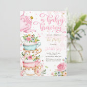 Invitation Un Bébé brasse Du Thé Baby shower Roses Roses Rose (Debout devant)