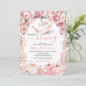 Invitation Un bébé brasse du thé Citrouille Baby shower fille (Debout devant)