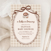 Invitation Un bébé brasse En vichy Baby shower café