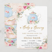 Invitation Un bébé brasse le Baby shower de la fête du thé (Devant / Derrière)