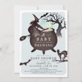 Invitation Un bébé brasse le Baby shower d'Halloween bleu (Devant)