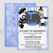 Invitation Un bébé brasse le Baby shower d'Halloween Cauldron (Devant / Derrière)