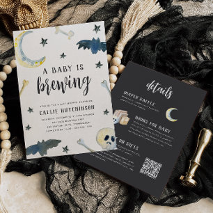 Invitation Un bébé brasse le Baby shower d'Halloween tout-en-