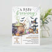 Invitation Un bébé brasse le Baby shower d'Halloween vert Sag (Debout devant)