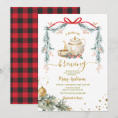 Invitation Un bébé brasse le thé Baby shower de Noël (Devant / Derrière)