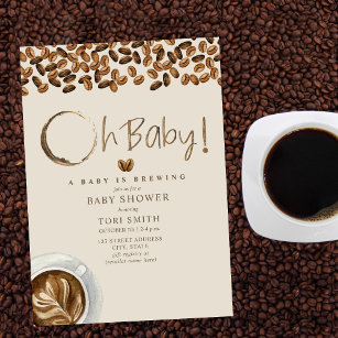 Invitation Un bébé brasse Oh Baby Baby shower de fèves de caf