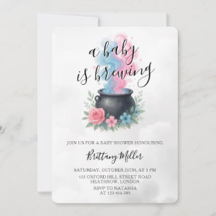 Invitation Un bébé brasse rose et bleu cauldron