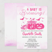 Invitation Un bébé brasse rose Halloween fille Baby shower (Devant / Derrière)