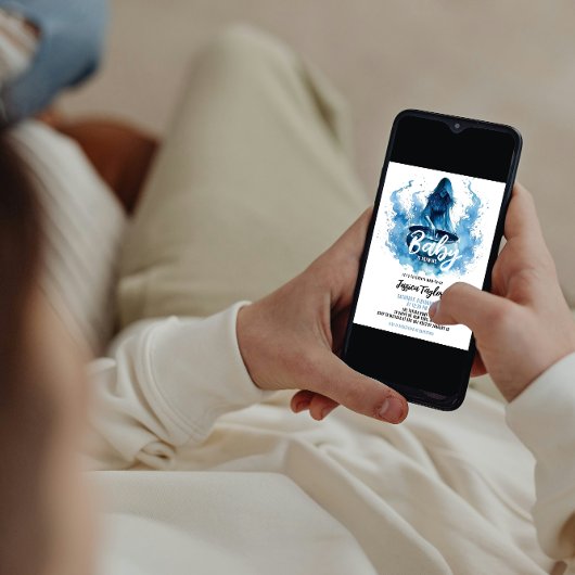 Invitation Un bébé brasse sorcière Baby shower bleu Cauldron