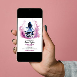 Invitation Un bébé brasse sorcière Cauldron Baby shower rose