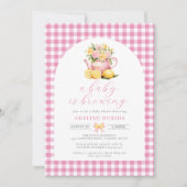 Invitation Un bébé brasse un Baby shower de fleurs roses (Devant)
