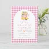 Invitation Un bébé brasse un Baby shower de fleurs roses (Debout devant)