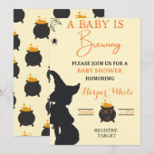 Invitation Un bébé brasse un baby shower de sorcière (Devant / Derrière)
