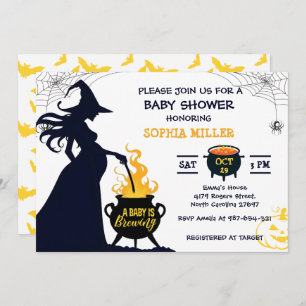 Invitation Un bébé brasse un Baby shower de sorcière d'Hallow