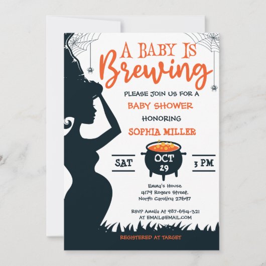 Invitation Un bébé brasse un Baby shower de sorcière d'Hallow (Devant)