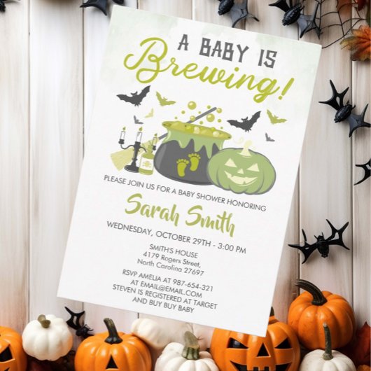 Invitation Un bébé brasse un Baby shower de sorcière d'Hallow
