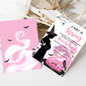 Invitation Un bébé brasse un Baby shower de sorcière rose