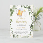Invitation Un bébé brasse un Baby shower de verdure (Debout devant)
