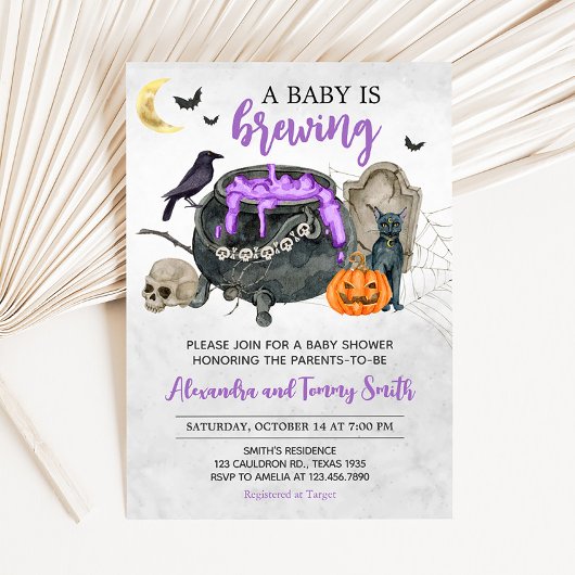 Invitation Un bébé brasse un Baby shower d'Halloween