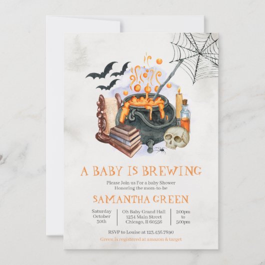 Invitation Un bébé brasse un Baby shower d'Halloween (Devant)