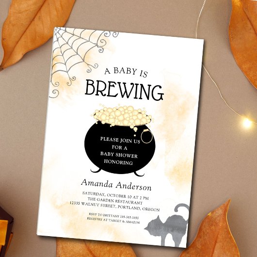 Invitation Un bébé brasse un Baby shower d'Halloween neutre