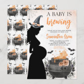 Invitation Un bébé brasse un Baby shower d'Halloween orange (Devant / Derrière)