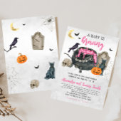 Invitation Un bébé brasse un Baby shower d'Halloween rose