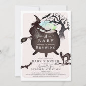 Invitation Un bébé brasse un Baby shower d'Halloween rose (Devant)