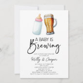 Invitation Un Bébé Brasse Une Bouteille Baby shower De Verre  (Devant)