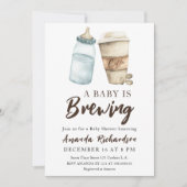 Invitation Un Bébé brasse une bouteille de café Baby shower (Devant)
