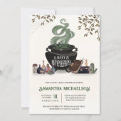 Invitation Un bébé brasse une douche Cauldron Halloween (Devant)