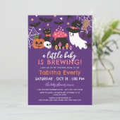 Invitation Un Bébé brasse une fille Baby shower d'Halloween (Debout devant)