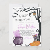 Invitation Un Bébé brasse une fille Baby shower d'Halloween (Devant)