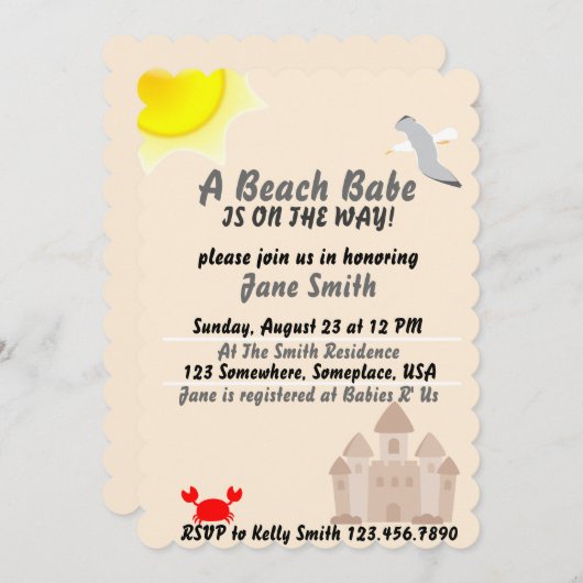Invitation Un Bébé De Plage Est En Route ! (Devant / Derrière)