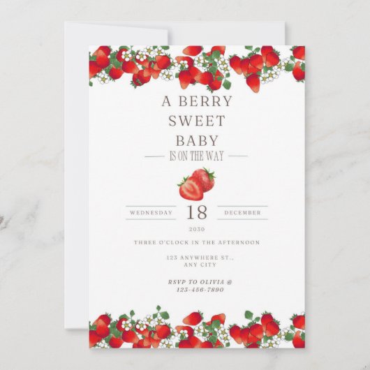 Invitation Un bébé doux Berry est sur le chemin, Baby shower  (Devant)
