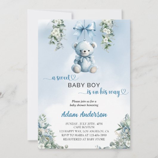 Invitation Un Bébé Doux Est En Chemin - Baby shower Ours (Devant)