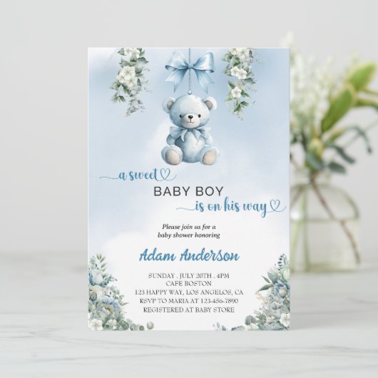 Invitation Un Bébé Doux Est En Chemin - Baby shower Ours (Debout devant)