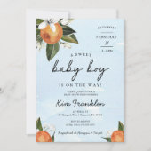 Invitation Un bébé doux est sur la voie Clementine Orange (Devant)