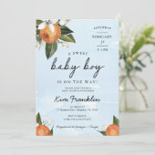 Invitation Un bébé doux est sur la voie Clementine Orange (Debout devant)