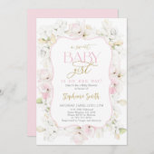 Invitation Un bébé doux fille Hydrangea Baby shower Invitatio (Devant / Derrière)