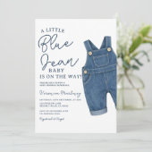 Invitation Un bébé en jean bleu arrive Bébé Shower  (Debout devant)