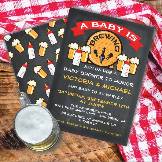 Invitation Un bébé est en train de brasser bébé douche Invita